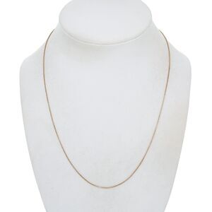 Vintage Italy Sterling Silver 925 0.8mm Gold-Tone Box Chain Necklace 18"